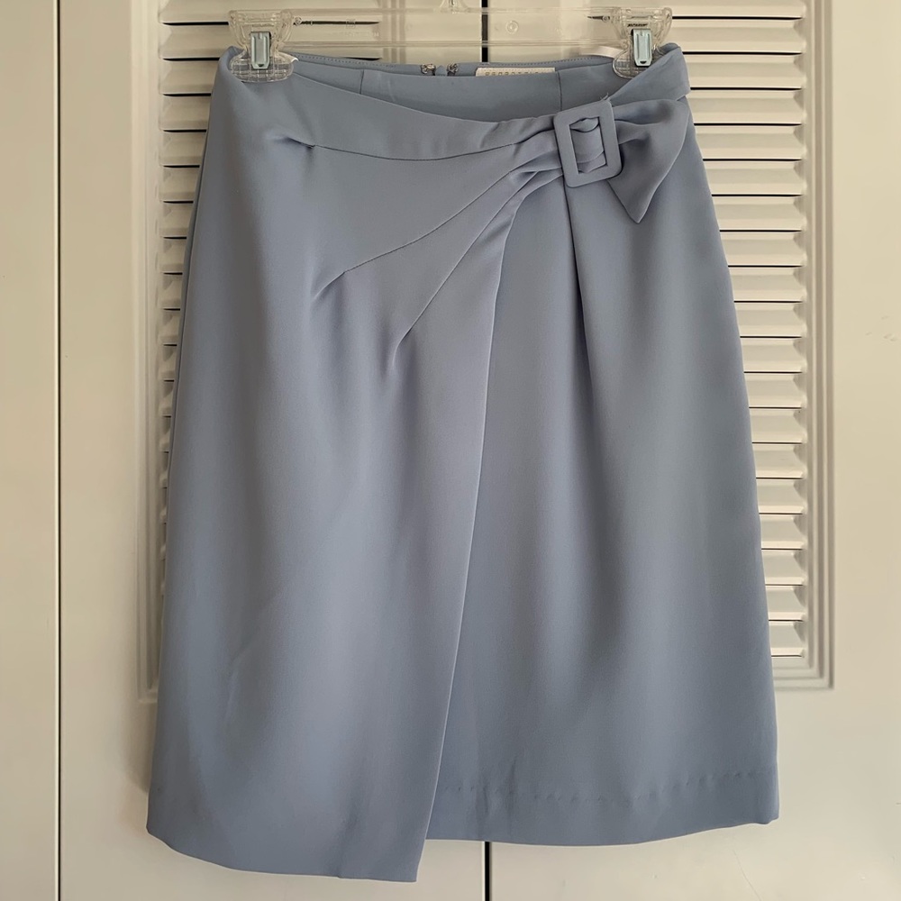 blue business midi skirt